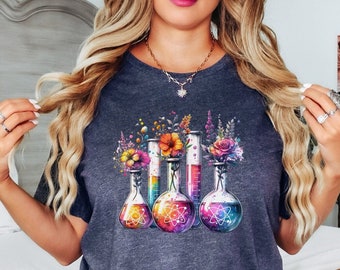 Floral Laboratory Shirt, Science Teacher Shirt, Chemistry Shirt, Science Gift, Chemistry Lab Shirt, Women In Stem, Gift For Science Lover