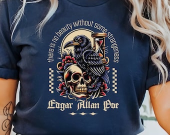 Edgar Allen Poe Shirt, Dark Academia Shirt, Literature Shirt, The Raven Bookish T-Shirt, Poet Lover Gift, Goblincore Shirts, Goth Raven Tee