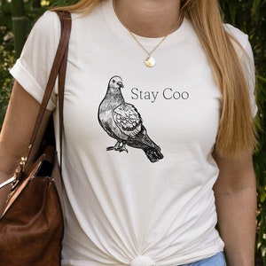Stay Coo Shirt, Vogel-Grafik-Shirt, lustiges Pidgeon-Shirt, Vogel-Meme-Spruch-Shirt, Hemden mit Sprüchen, cooles Vogel-Shirt, Tierliebhaber-Shirt