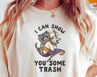 Funny Opossum And Raccoon Shirt, I Can Show You Some Trash Meme Shirt, Vintage Opossum Shirt, Funny Retro Graphic Tee, Opossum Raccoon Lover