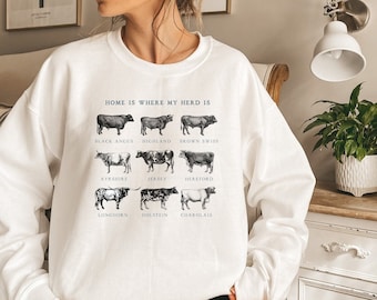 Zuhause ist, wo meine Herde ist Sweatshirt, Kuh-Liebhaber-Shirt, Bauernhof-Shirt, Bauernhof-Mädchen-Shirt, Kuh-Sweatshirt, Kuh-Farm-Shirt, Kuh-Liebhaber-Geschenk, Kuh-Shirt