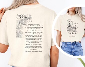 Pride and Prejudice Jane Austen literair shirt voor liefhebbers van klassieke literatuur, Light Academia shirt, boekenliefhebbers cadeau, klassiek readershirt