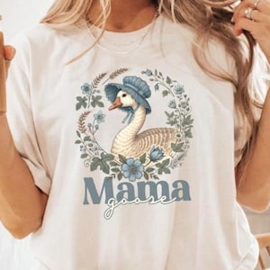 Mama Goose Floral Shirt, Retro Goose Comfort Colors Tee, Silly Goose Mama, New Mom Goose Shirt, Baby Shower Shirt, Floral Goose Vintage Tee