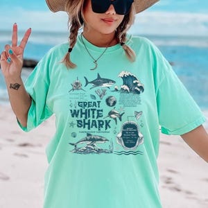 Great White Shark Comfort Colors Shirt, Shark Shirt, Ocean Lover Tee, Shark Lover Gift, Marine Animal Conservation Shirt, Marine Biologist