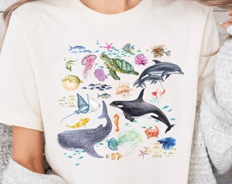 Ocean Animals Shirt, Marine Animals Shirt, Ocean Life Tee, Marine Conservation Shirt, Animal Lover Shirt, Sea Life Tee, Marine Biologist
