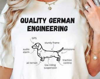 Camiseta de ingeniería alemana de calidad para perros salchicha, camiseta para perros salchicha, camiseta divertida para perros salchicha, camiseta divertida para perros, regalo para dueños de perros salchicha, camiseta para perros salchicha