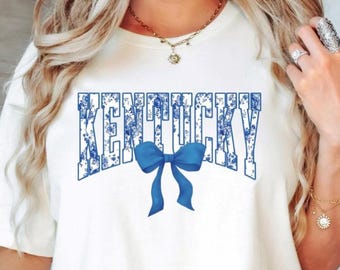 Camiseta de Kentucky, camiseta azul Kentucky Wildcats con colores cómodos, camiseta del estado de origen, camiseta con lazo de Kentucky, regalos de Kentucky, camiseta de regalo del estado de Bluegrass