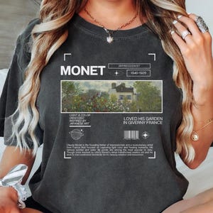 Camiseta de Monet, camiseta de profesor de arte, camiseta vintage de Monet con colores renacentistas, regalo de arte de Monet, camiseta de arte impresionista de museo, pintura artística
