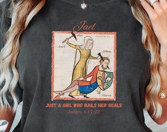 Camiseta engraçada "Apenas uma garota que alcança seus objetivos" em cores cristãs confortáveis, camiseta religiosa sarcástica, camiseta bíblica engraçada, camiseta de Jesus, história bíblica