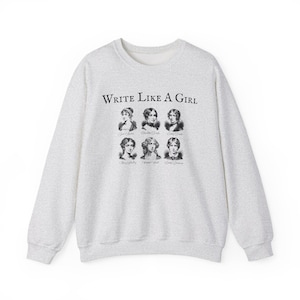 Sweater schrijven als een meisje, literair shirt voor boekenliefhebbers, klassiek literatuurcadeau, Brontë-shirt, literair meisjesshirt, Jane Austen-cadeaus afbeelding 4