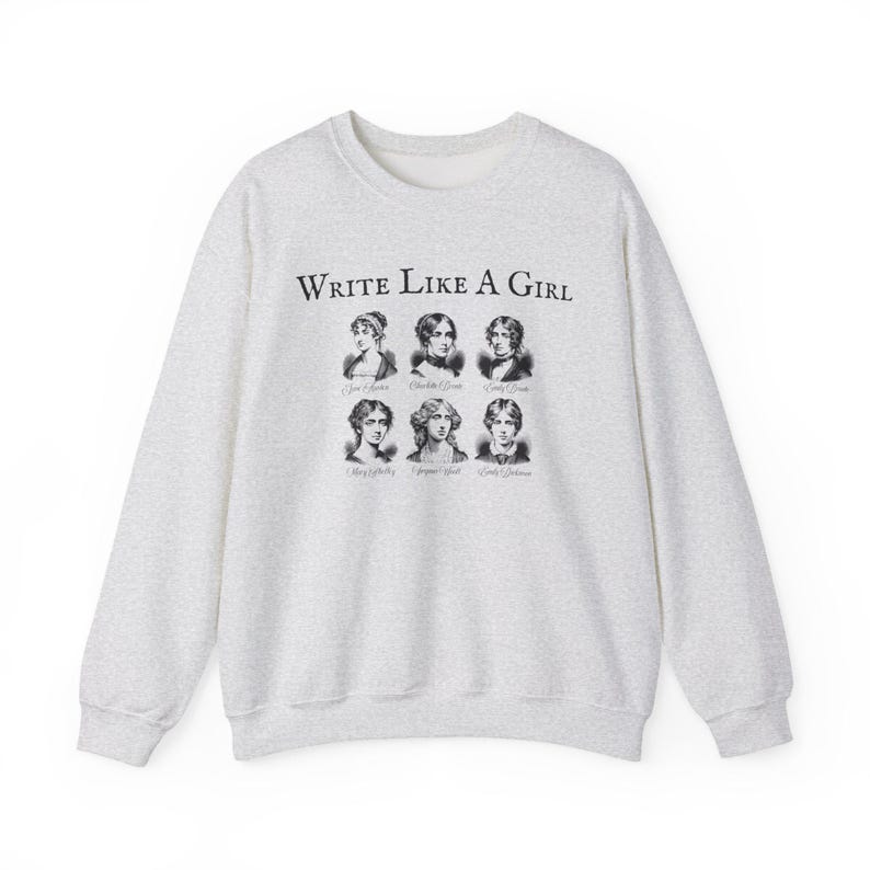 Sweater schrijven als een meisje, literair shirt voor boekenliefhebbers, klassiek literatuurcadeau, Brontë-shirt, literair meisjesshirt, Jane Austen-cadeaus afbeelding 4