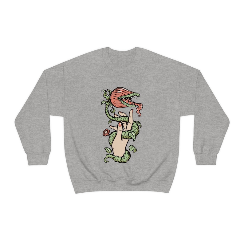 Venusfliegenfalle Sweatshirt, Plant Mom Shirt, fleischfressende Pflanze Sweatshirt, Pflanzenliebhaber Geschenk, Goblincore Shirt, Cottagecore Shirt, Whimsical Bild 6