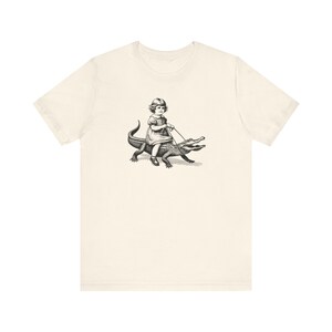 Retro Girl Riding Alligator Shirt, Funny Retro Shirt, Animal Lover Shirt, Weird Shirts, Gator Tee, Cool Graphic Tee, Vintage Retro T-Shirt image 6