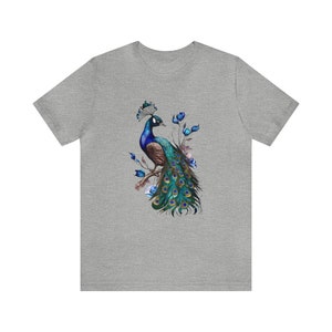 Camiseta de pavo real, Camiseta floral de pavo real, Camiseta de pájaro, Camiseta de plumas, Camiseta para amantes de las aves, Camiseta para amantes de los animales, Camiseta de animales, Camiseta floral de pájaro, Boho imagen 6