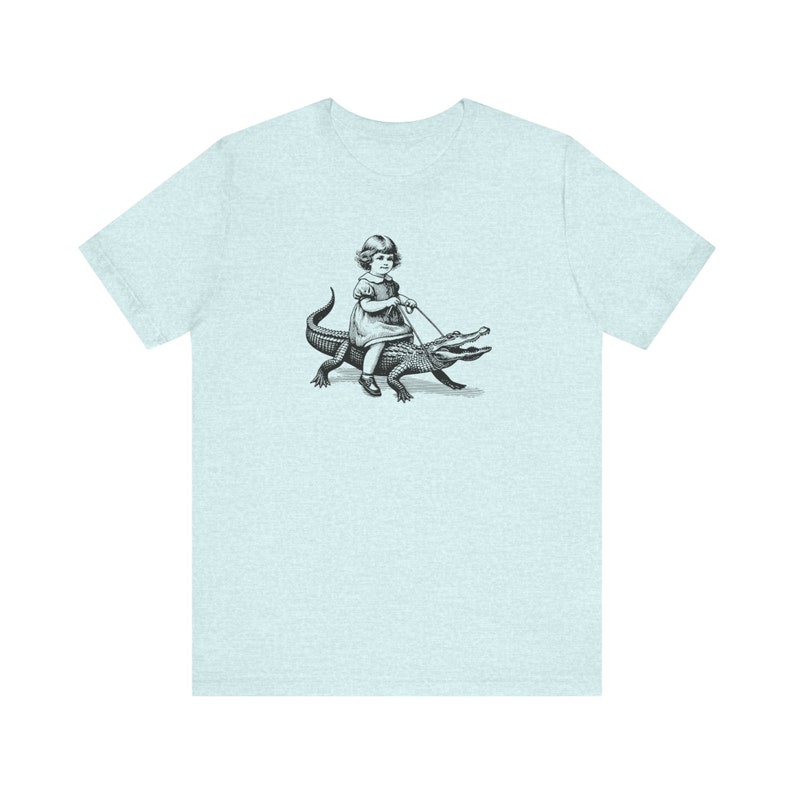 Retro Girl Riding Alligator Shirt, Funny Retro Shirt, Animal Lover Shirt, Weird Shirts, Gator Tee, Cool Graphic Tee, Vintage Retro T-Shirt image 9