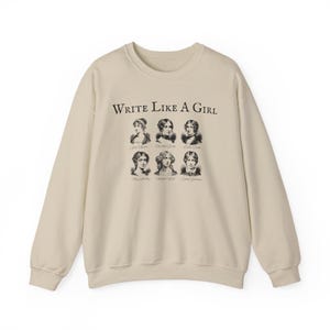 Sweater schrijven als een meisje, literair shirt voor boekenliefhebbers, klassiek literatuurcadeau, Brontë-shirt, literair meisjesshirt, Jane Austen-cadeaus afbeelding 5