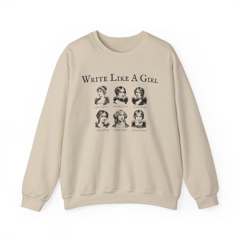 Sweater schrijven als een meisje, literair shirt voor boekenliefhebbers, klassiek literatuurcadeau, Brontë-shirt, literair meisjesshirt, Jane Austen-cadeaus afbeelding 5