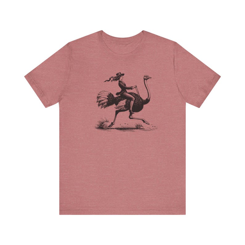 Retro Woman Riding Ostrich Shirt, Funny Retro Shirt, Animal Lover Shirt, Ostrich Shirt, Weird Shirts, Cool Graphic Tee, Vintage Retro TShirt image 4