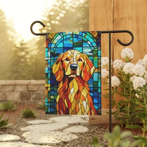 Golden Retriever Garden Flag, Gift For Golden Retriever Lover, Dog Yard Flag, Stained Glass Garden Flag, Golden Retriever Yard Art, Dog Gift image 3