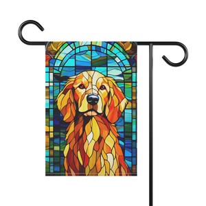 Golden Retriever Garden Flag, Gift For Golden Retriever Lover, Dog Yard Flag, Stained Glass Garden Flag, Golden Retriever Yard Art, Dog Gift image 5