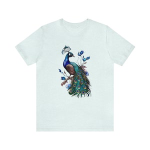 Camiseta de pavo real, Camiseta floral de pavo real, Camiseta de pájaro, Camiseta de plumas, Camiseta para amantes de las aves, Camiseta para amantes de los animales, Camiseta de animales, Camiseta floral de pájaro, Boho imagen 7