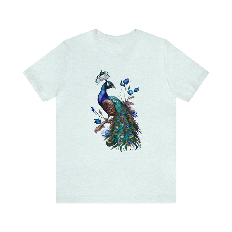 Camiseta de pavo real, Camiseta floral de pavo real, Camiseta de pájaro, Camiseta de plumas, Camiseta para amantes de las aves, Camiseta para amantes de los animales, Camiseta de animales, Camiseta floral de pájaro, Boho imagen 7