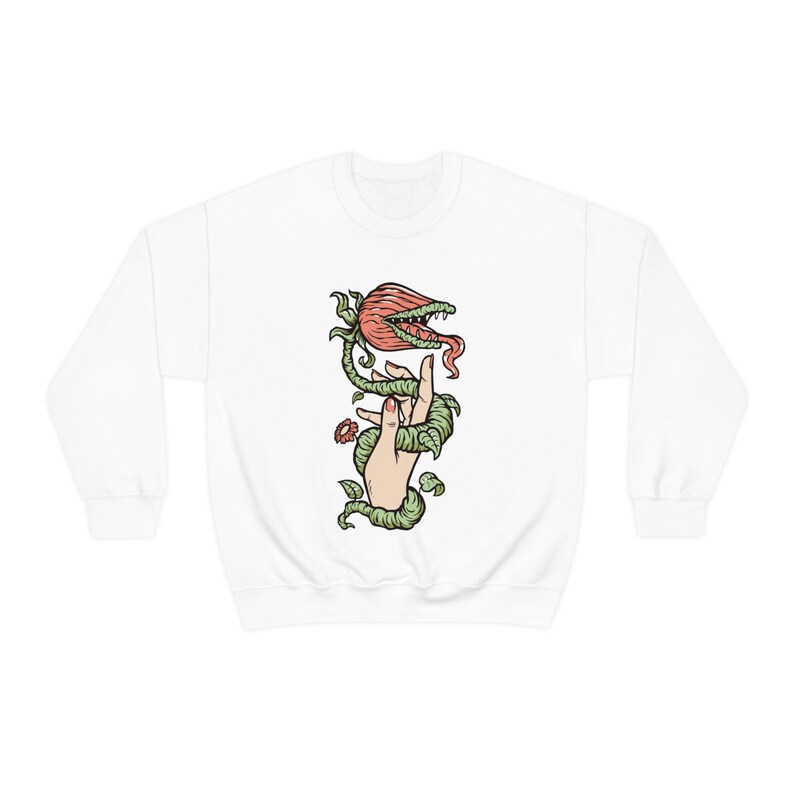 Venusfliegenfalle Sweatshirt, Plant Mom Shirt, fleischfressende Pflanze Sweatshirt, Pflanzenliebhaber Geschenk, Goblincore Shirt, Cottagecore Shirt, Whimsical Bild 3