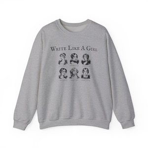 Sweater schrijven als een meisje, literair shirt voor boekenliefhebbers, klassiek literatuurcadeau, Brontë-shirt, literair meisjesshirt, Jane Austen-cadeaus afbeelding 6
