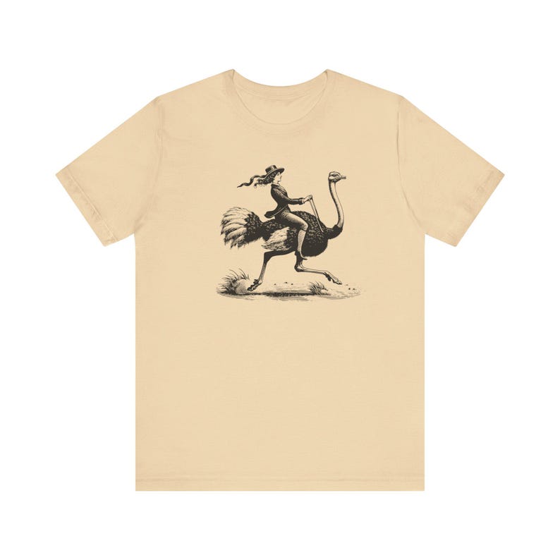 Retro Woman Riding Ostrich Shirt, Funny Retro Shirt, Animal Lover Shirt, Ostrich Shirt, Weird Shirts, Cool Graphic Tee, Vintage Retro TShirt image 6
