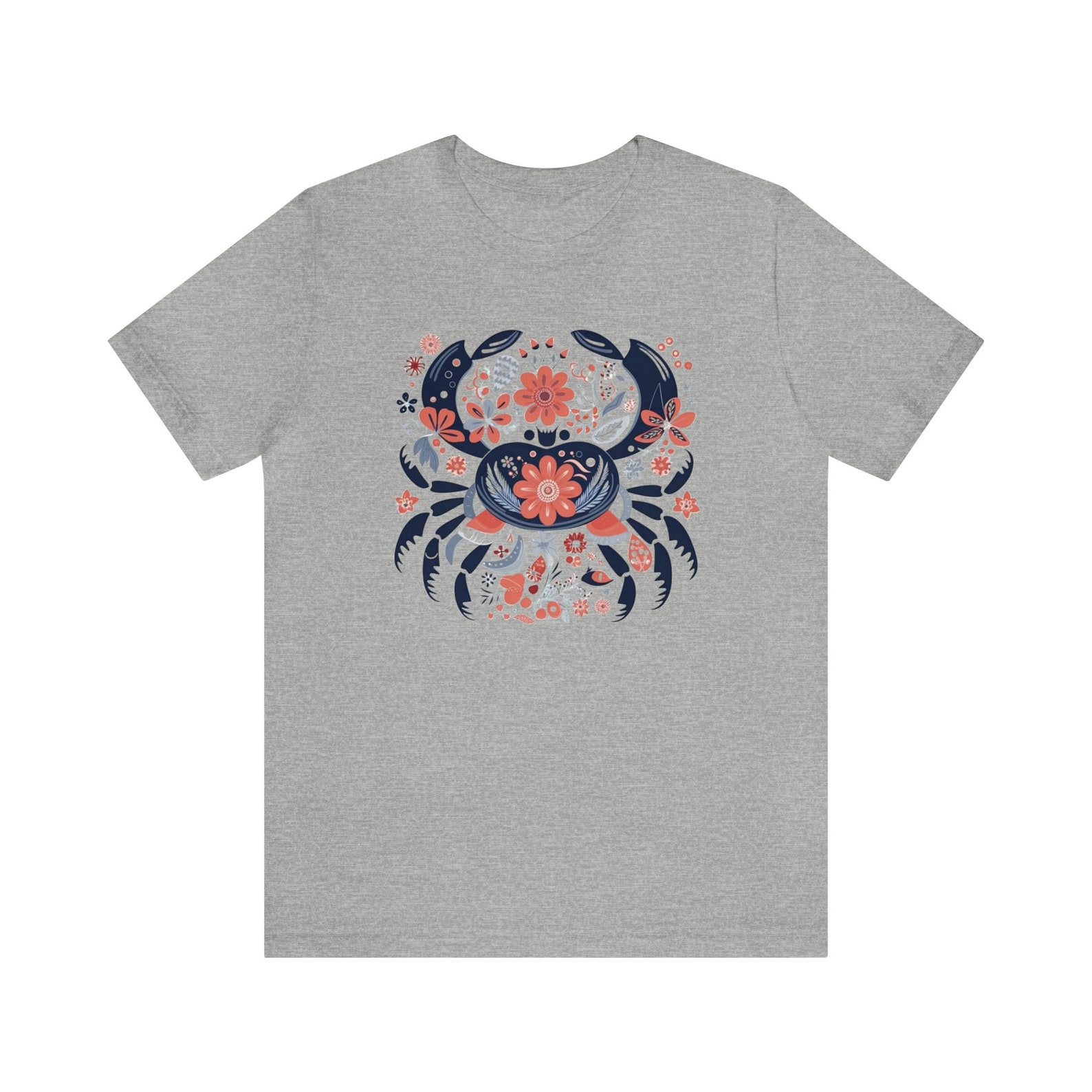 Blue Crab Shirt, Folk Art Crab Shirt, Summer Shirt, Crab Shirt, Nordic