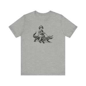 Retro Girl Riding Alligator Shirt, Funny Retro Shirt, Animal Lover Shirt, Weird Shirts, Gator Tee, Cool Graphic Tee, Vintage Retro T-Shirt image 5