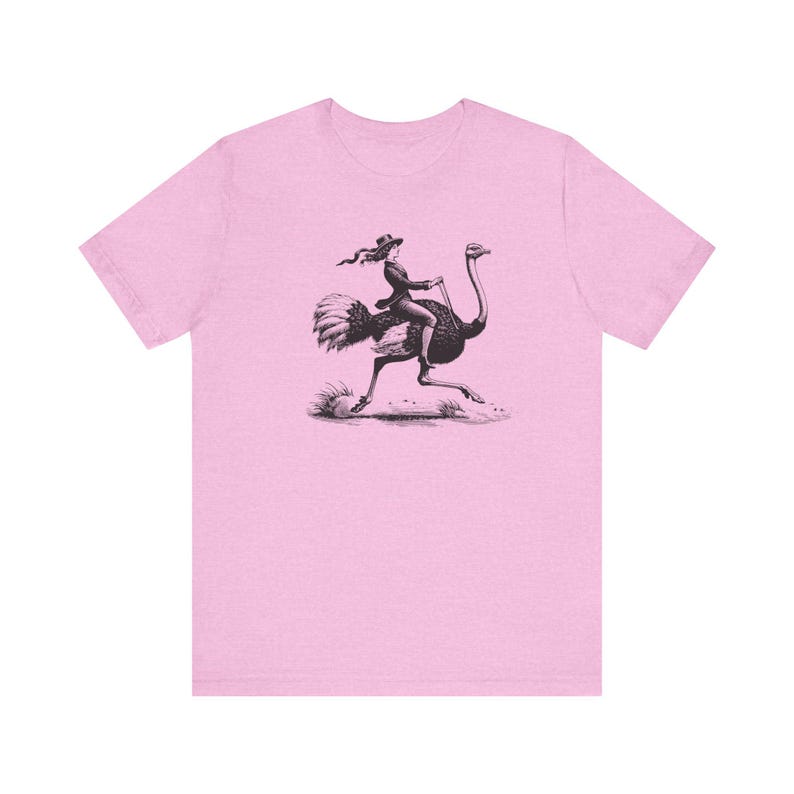 Retro Woman Riding Ostrich Shirt, Funny Retro Shirt, Animal Lover Shirt, Ostrich Shirt, Weird Shirts, Cool Graphic Tee, Vintage Retro TShirt image 8