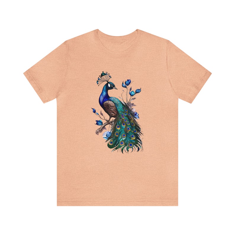 Camiseta de pavo real, Camiseta floral de pavo real, Camiseta de pájaro, Camiseta de plumas, Camiseta para amantes de las aves, Camiseta para amantes de los animales, Camiseta de animales, Camiseta floral de pájaro, Boho imagen 8