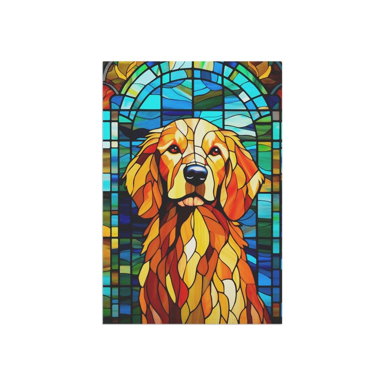Golden Retriever Garden Flag, Gift For Golden Retriever Lover, Dog Yard Flag, Stained Glass Garden Flag, Golden Retriever Yard Art, Dog Gift image 6
