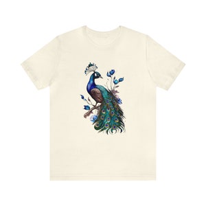 Camiseta de pavo real, Camiseta floral de pavo real, Camiseta de pájaro, Camiseta de plumas, Camiseta para amantes de las aves, Camiseta para amantes de los animales, Camiseta de animales, Camiseta floral de pájaro, Boho imagen 4
