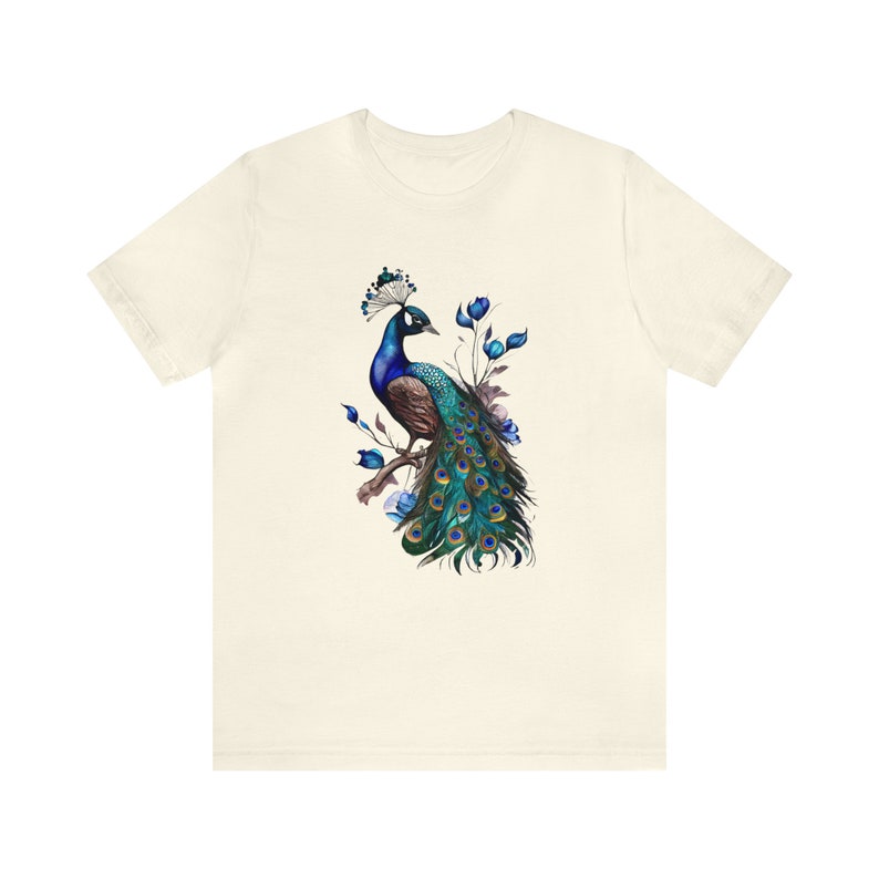 Camiseta de pavo real, Camiseta floral de pavo real, Camiseta de pájaro, Camiseta de plumas, Camiseta para amantes de las aves, Camiseta para amantes de los animales, Camiseta de animales, Camiseta floral de pájaro, Boho imagen 4