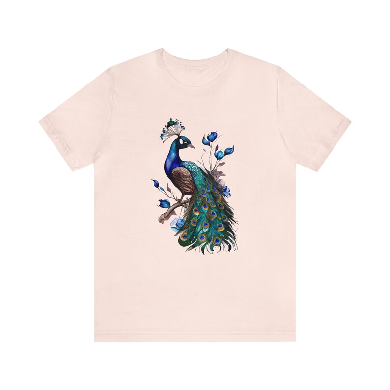 Camiseta de pavo real, Camiseta floral de pavo real, Camiseta de pájaro, Camiseta de plumas, Camiseta para amantes de las aves, Camiseta para amantes de los animales, Camiseta de animales, Camiseta floral de pájaro, Boho imagen 9