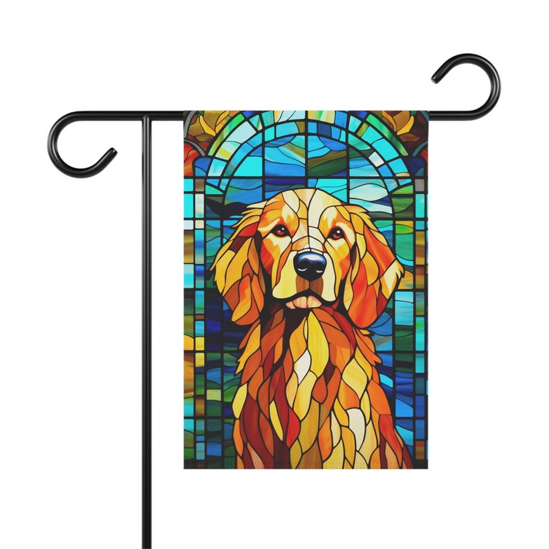 Golden Retriever Garden Flag, Gift For Golden Retriever Lover, Dog Yard Flag, Stained Glass Garden Flag, Golden Retriever Yard Art, Dog Gift image 4