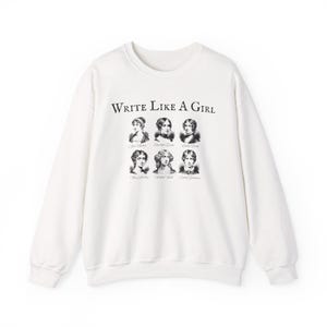 Sweater schrijven als een meisje, literair shirt voor boekenliefhebbers, klassiek literatuurcadeau, Brontë-shirt, literair meisjesshirt, Jane Austen-cadeaus afbeelding 3