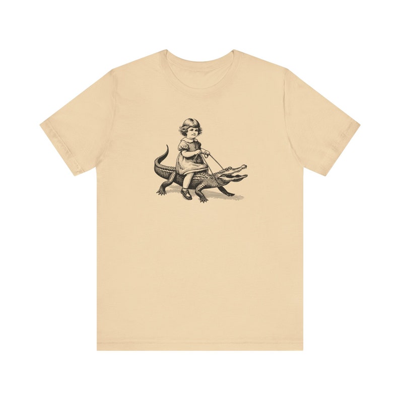 Retro Girl Riding Alligator Shirt, Funny Retro Shirt, Animal Lover Shirt, Weird Shirts, Gator Tee, Cool Graphic Tee, Vintage Retro T-Shirt image 7