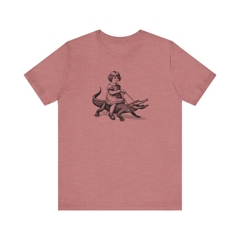 Retro Girl Riding Alligator Shirt, Funny Retro Shirt, Animal Lover Shirt, Weird Shirts, Gator Tee, Cool Graphic Tee, Vintage Retro T-Shirt image 8