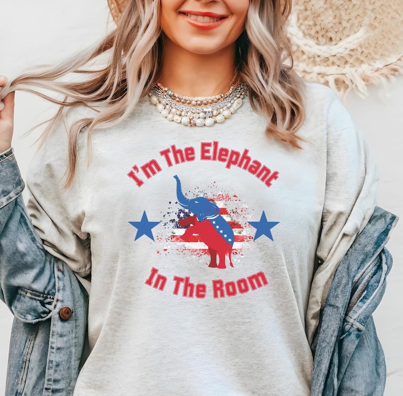 republican t shirt that says i'm the elephant in the room and has the conservative elephant on it