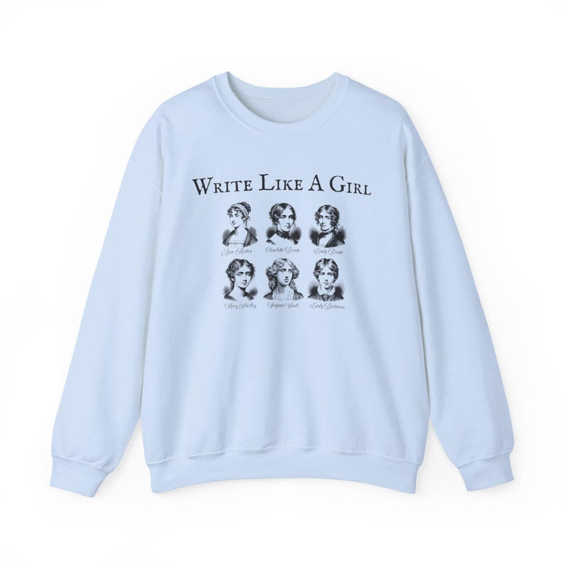 Sweater schrijven als een meisje, literair shirt voor boekenliefhebbers, klassiek literatuurcadeau, Brontë-shirt, literair meisjesshirt, Jane Austen-cadeaus afbeelding 7