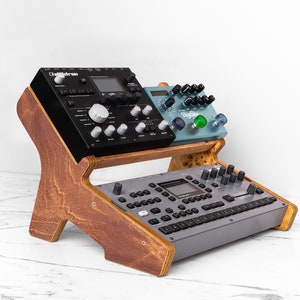 Elektron 2-Tier Wooden Stand For Analog Four MKI And Analog Rytm MKI And Octatrack MKII + Gears Stand on Second Floor