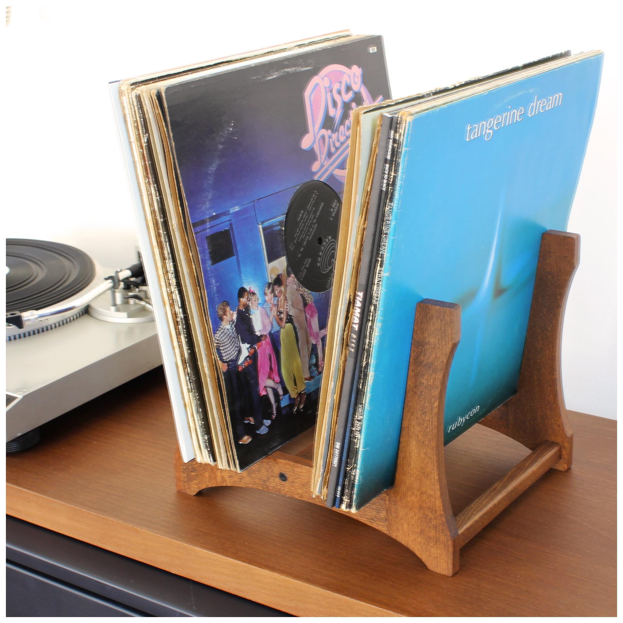 ビニールレコードホルダー、木製 LP 収納、ビニールラック、LP