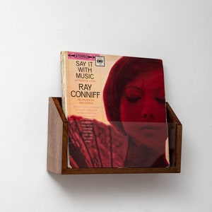 Handcrafted Walnut Vinyl Record Storage: Desktop or Wall Mount