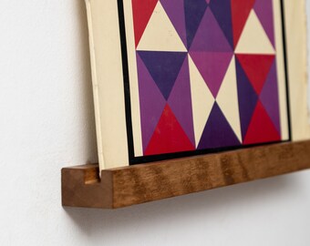 Handmade Walnut Wood Wall-Mounted Vinyl Record Display - Double LP Holder - Available in Dark and White Finishes-33cm