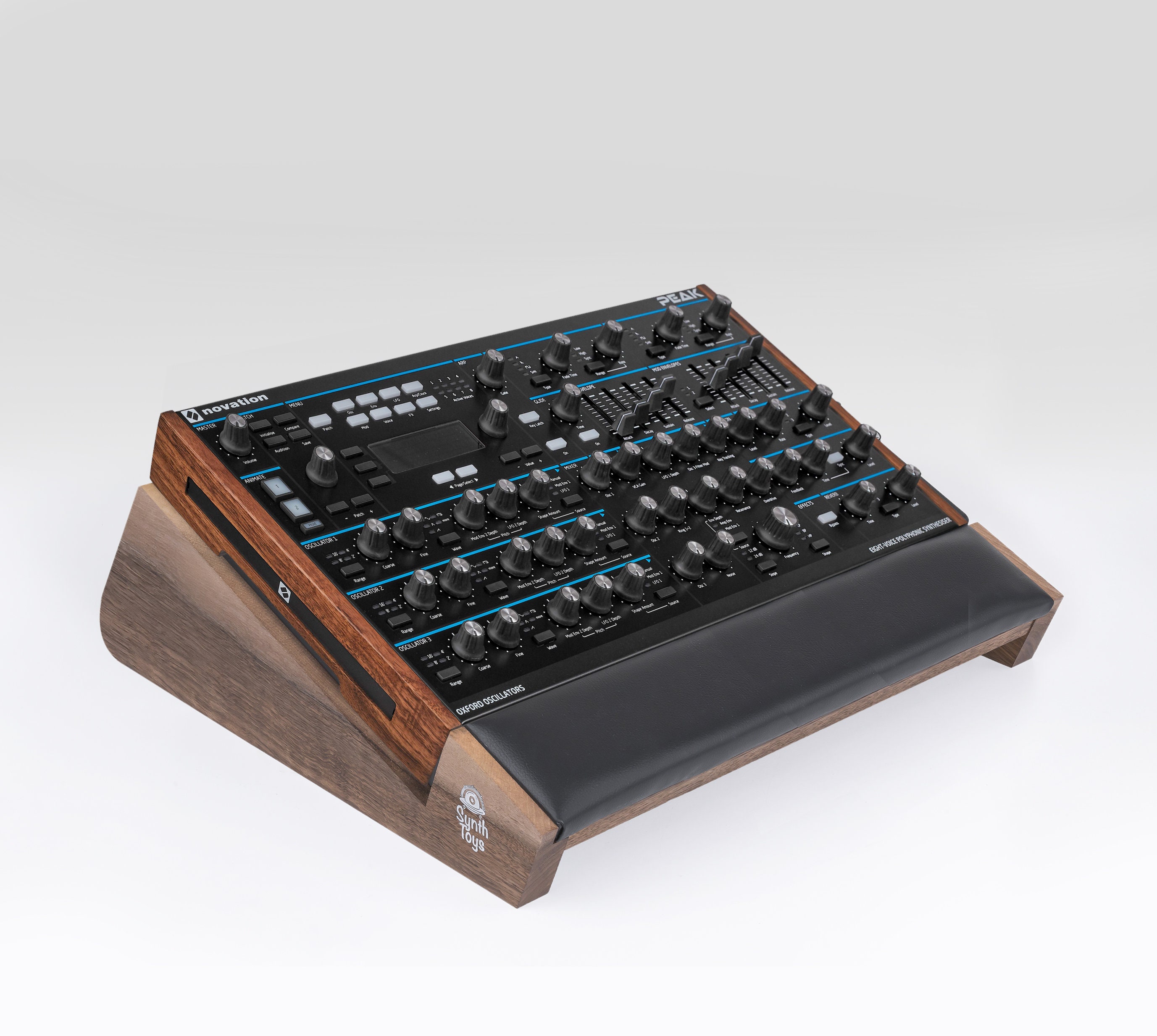 Walnut Wood Synthesizer Stand for Novation Peak 8 With Wrist Pad
