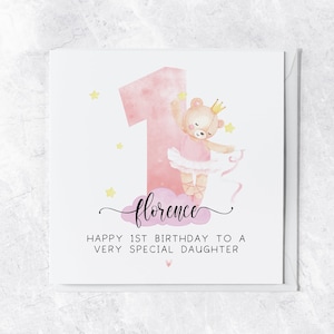 Carte de visite de 1 an pour fille, petite-fille, nièce | Ballerine mignonne pour le premier anniversaire | Cadeau pour petite fille de 1 an | À une fille spéciale