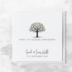 5 Year Wedding Anniversary Card | Wood Anniversary  | Wooden Anniversary | Custom 5th Anniversary Card for Him, Her, Husband, Wife, Friends